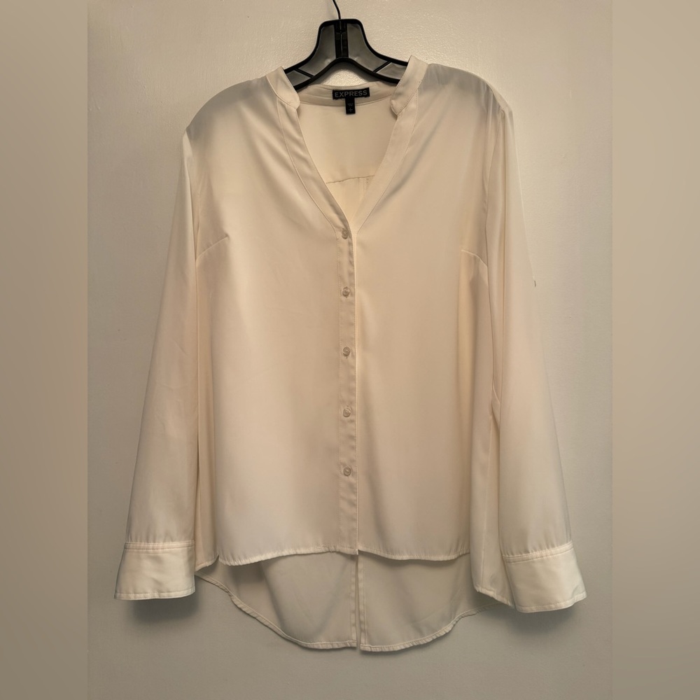 Express button down ivory blouse size large